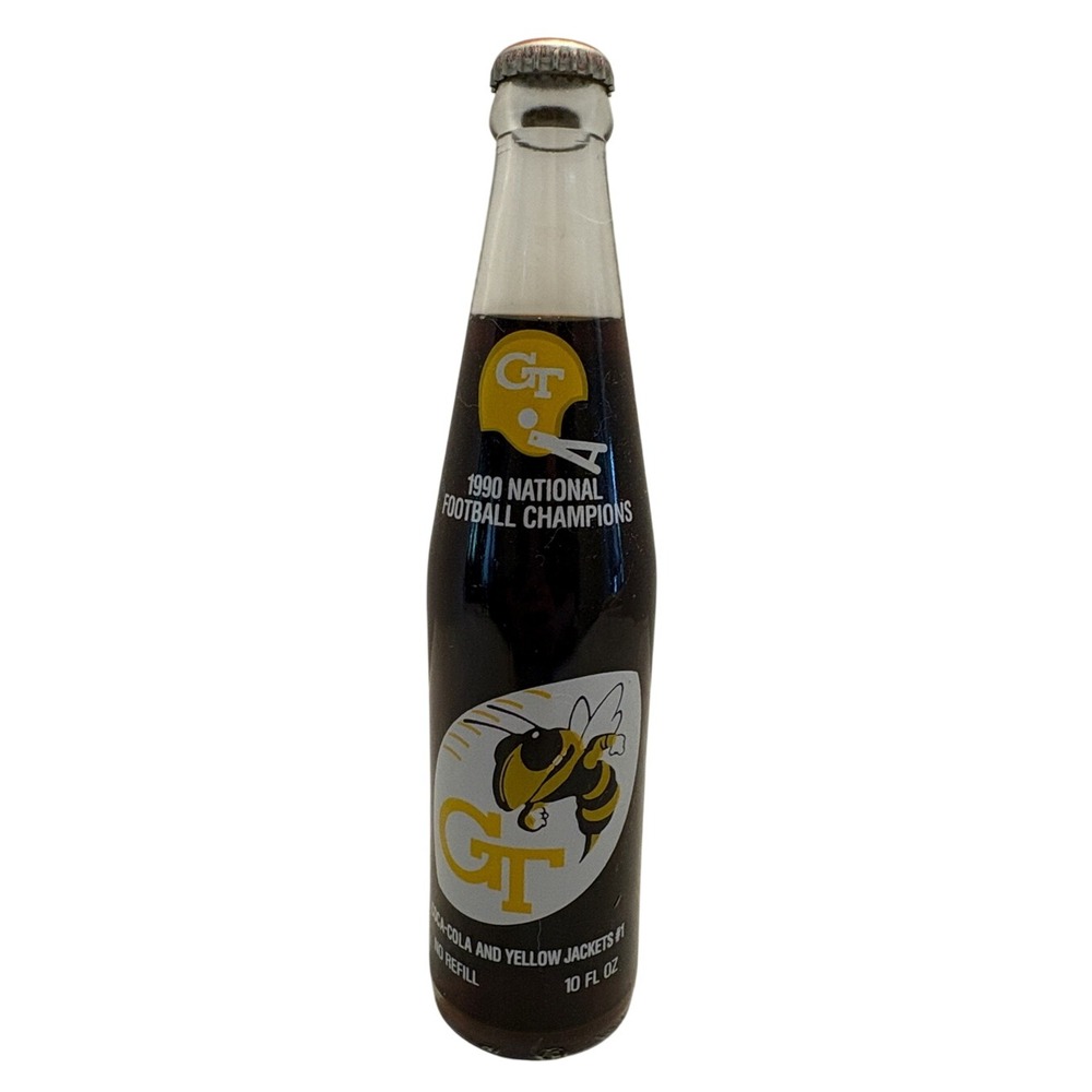 Georgia Tech 1990 National Football Champions Glass Coca Cola Bottle